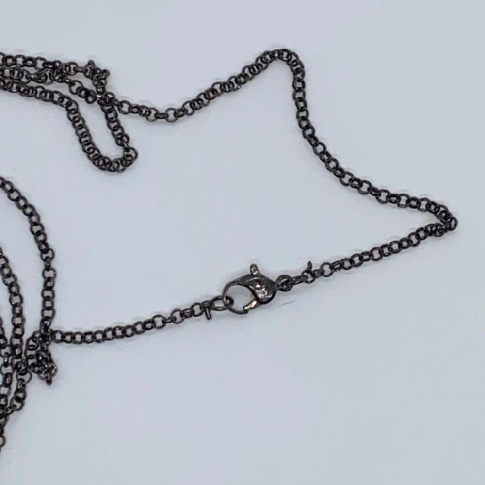 Black-Tone Rhinestone Pendant Necklace - Picture 6 of 6